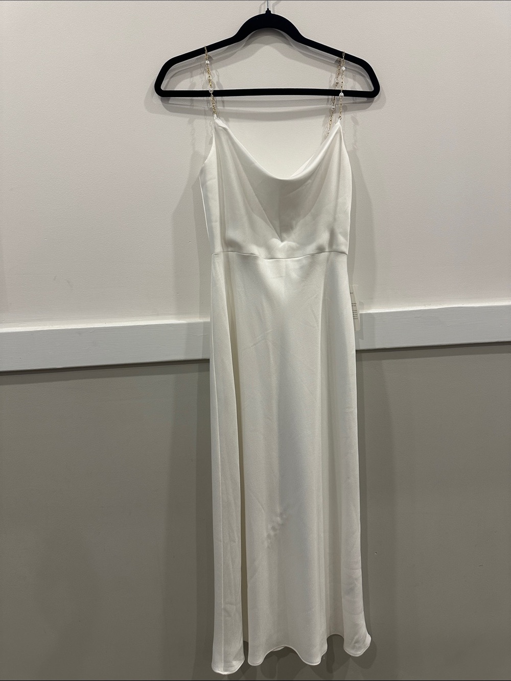 Jenny Yoo Andrea Luxe Satin White Midi Cowl Next Dress Size 4